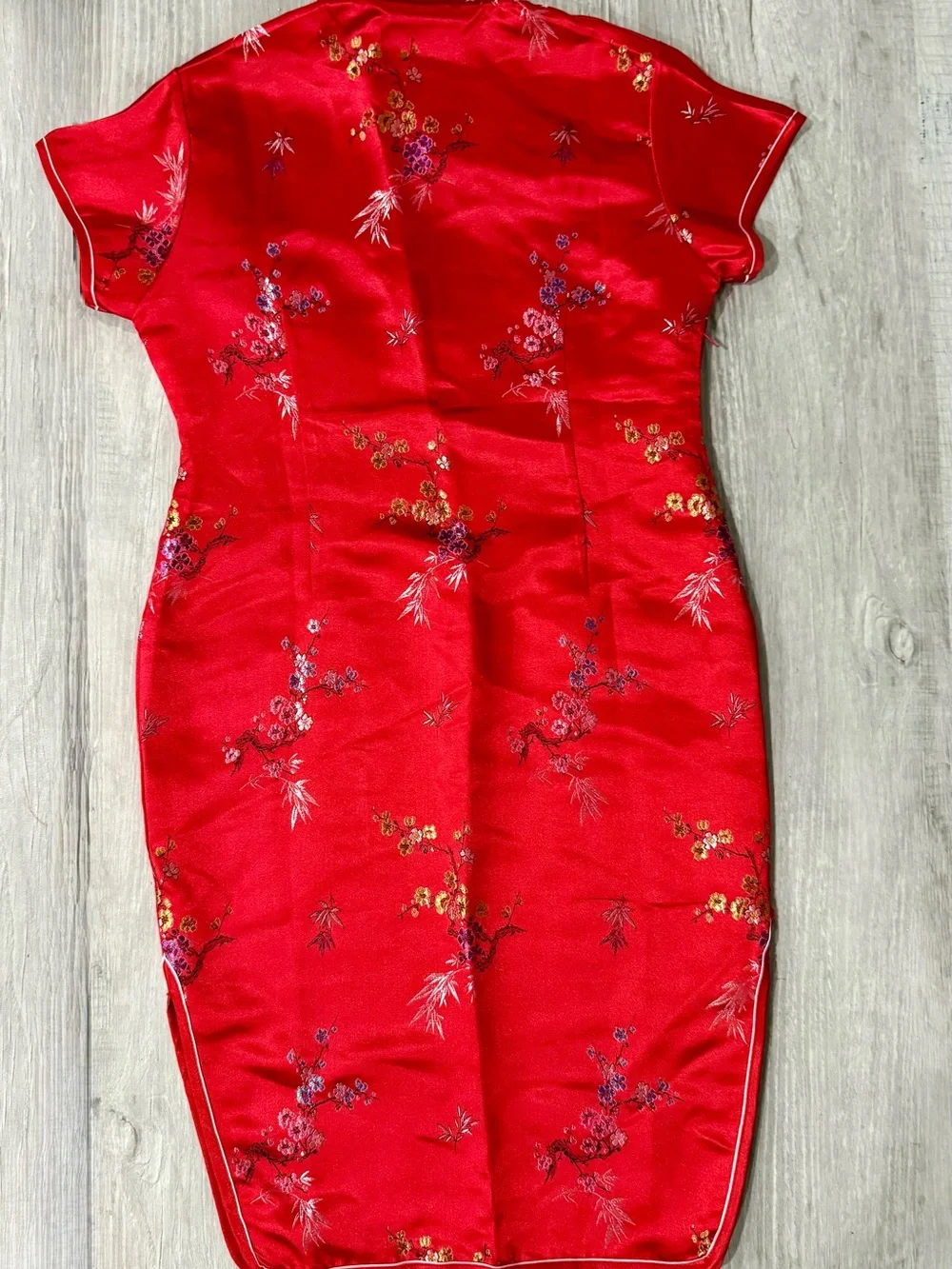 Vintage Ceasar Children’s Red 100% Silk Floral Qipao Cheongsam Dress Size 12